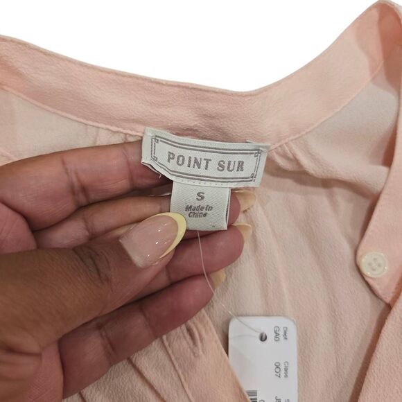 J. Crew Point Sur Drapey Popover‎ Top Women's Small Blush Pink V-Neck Blouse NWT - Picture 6 of 8